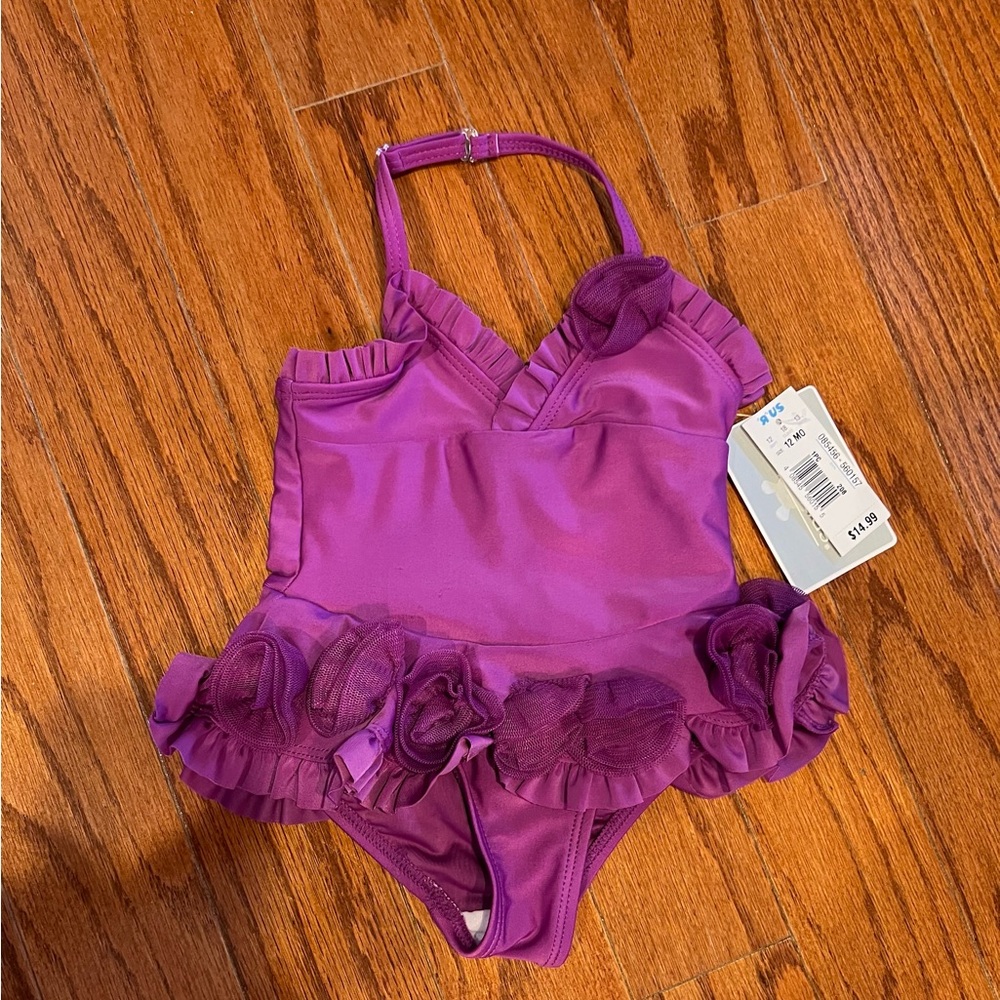 Vibrant Purple Kids One Piece Swimsuit